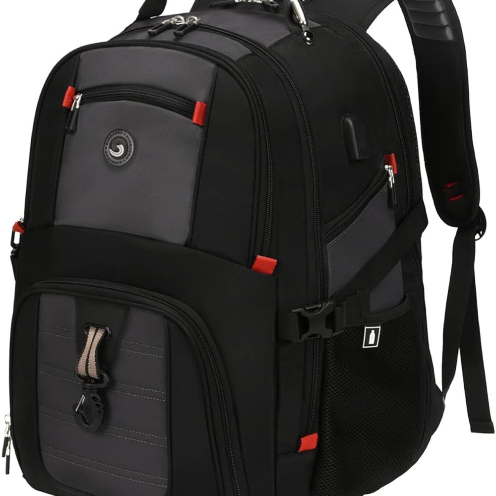 Black and Gray Backpack with Padded Straps and Durable Design Shrradoo